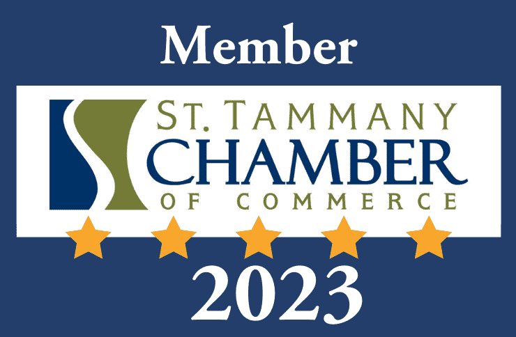 Logo of member of St Tammany Chamber of Commerce of 2023. Partnered with Accurate Title Solutions in Madisonville